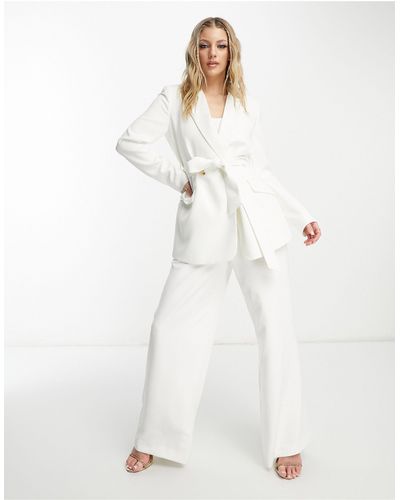 Forever New Pantaloni sartoriali a fondo ampio color avorio - Bianco