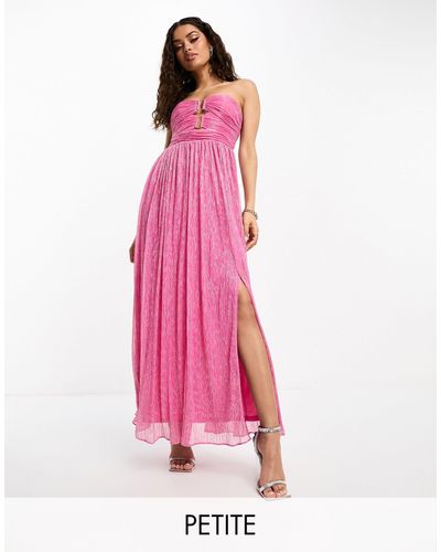 Forever New Strapless Bust Detail Plisse Maxi Dress - Pink