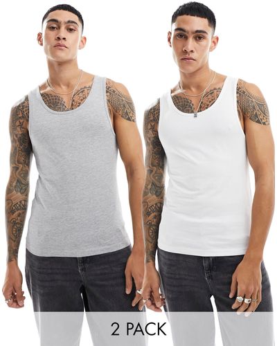 ASOS 2 Pack Muscle Fit Vest - White