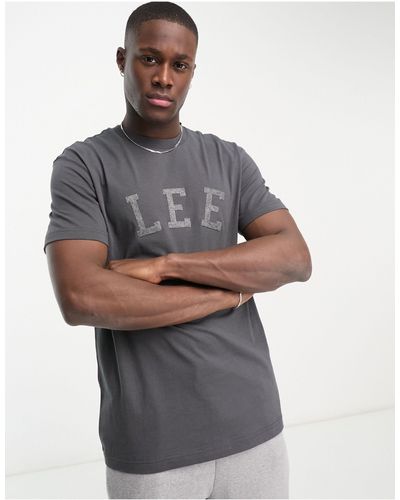 Lee Jeans T-shirt nero slavato con logo applicato tono su tono - Grigio
