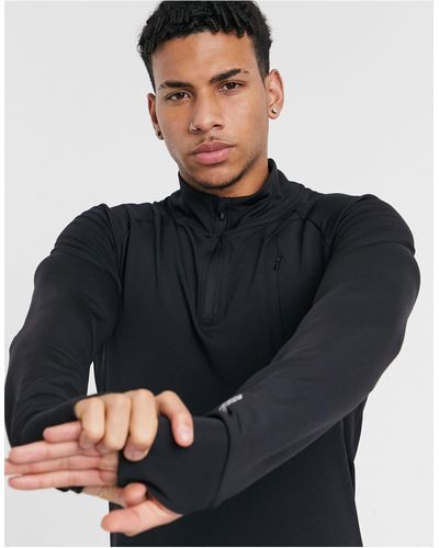 ASOS 4505 Icon Training Muscle Fit Sweatshirt With 1/4 Zip - Black