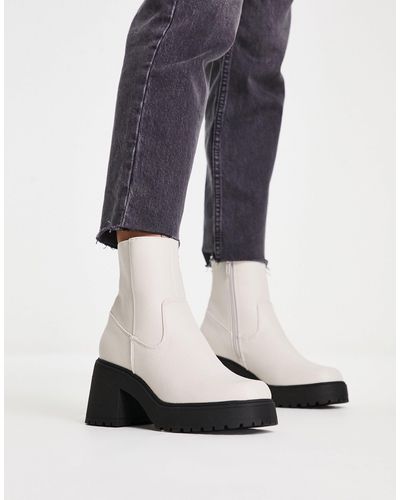 New Look Stivali a calza bianco sporco con tacco e suola spessa - Nero