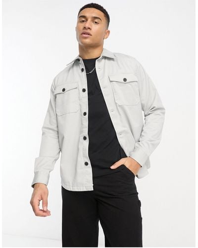 Only & Sons Twill Overshirt - White