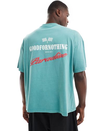 Good For Nothing T-shirt oversize à imprimé style moto au dos - Bleu