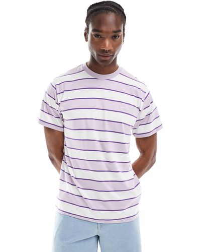 Obey Camiseta lila a rayas anchas - Blanco