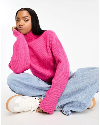 Vero Moda High Neck Knitted Sweater - Pink