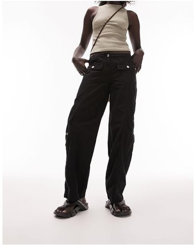 Topshop Unique Low Rise Slim Fit Cargo Trouser - Black