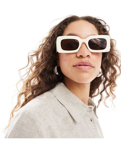 Monki Small Rectangle Chunky Frame Sunglasses - Natural