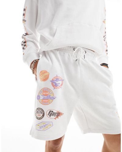 Guess Unisex Hot Wheels Terry Shorts - White