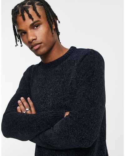 French Connection Chenille Crew Neck Jumper - Blue