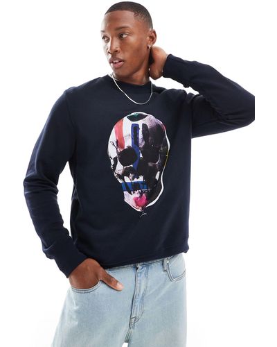 PS by Paul Smith Regualr Fit Sweatshirt With Skull Print - Blue