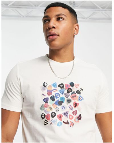 Ben Sherman T-shirt Met Vintage Plectrum-print - Wit