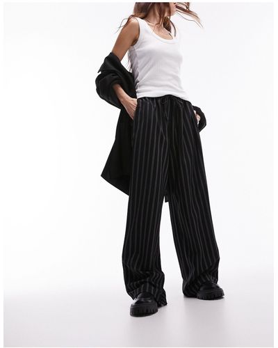 TOPSHOP Pantalon large d'ensemble noué à la taille à rayures - Noir