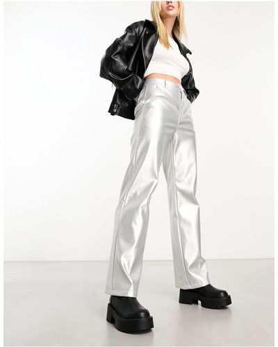Threadbare Pantalon droit imitation cuir - Blanc