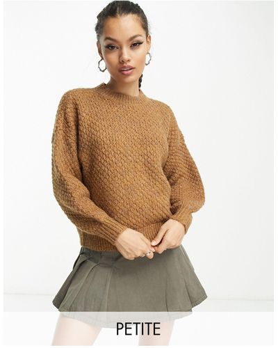 Only Petite Pull en maille chunky - camel - Blanc