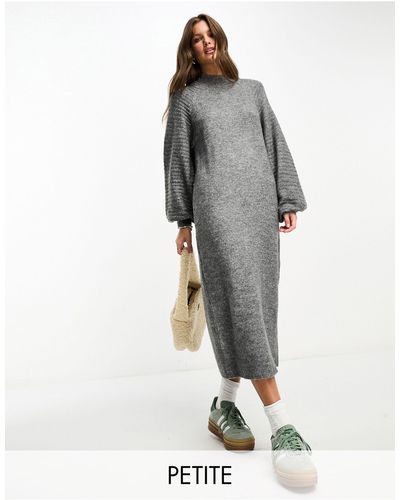 Vero Moda Extreme Sleeve Knitted Midi Dress - Gray