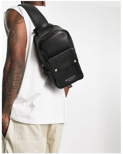 Bolongaro Trevor Minimal Leather Cross Body Bag - Black