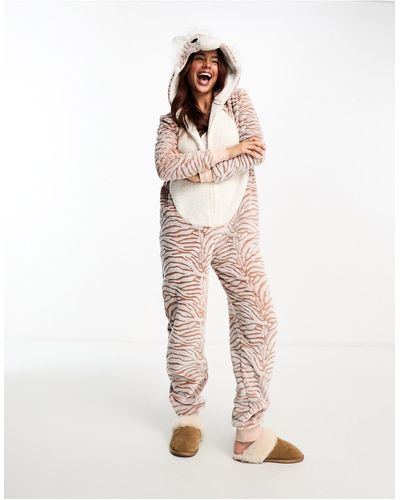 Loungeable Fleece Tiger All - White