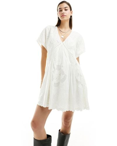 Free People Broderie Insert Mini Dress - White