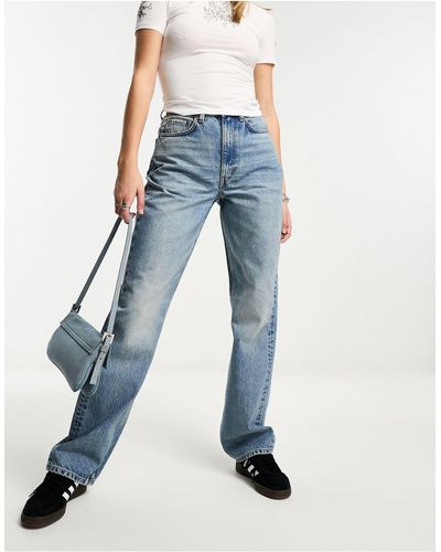 Weekday Resolute - jean stretch droit à taille haute - seventeen - Bleu