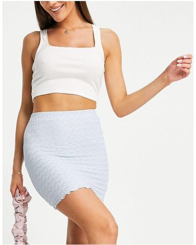Monki Textured Mini Skirt - White