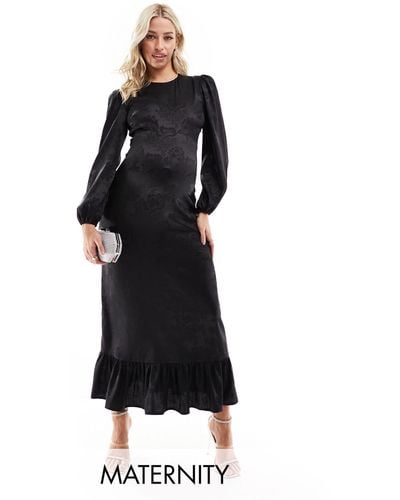 Flounce London Satin Maxi Dress - Black