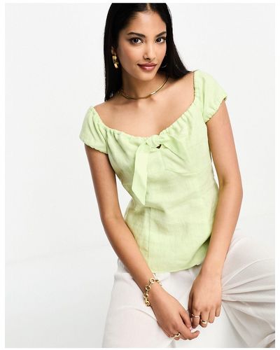 Whistles Off Shoulder Tie Front Top - White