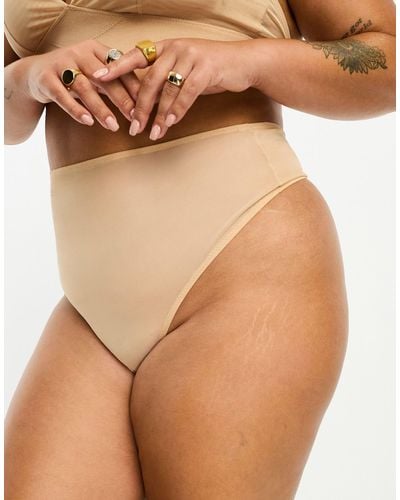 ASOS Curve Mila Mesh Smoothing High-waist Thong - Brown