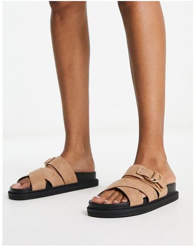 Schuh Tamara Cross Strap Flat Sandals - Black