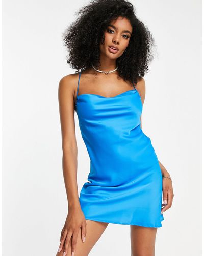 Mango Mini-jurk Met Vierkante Hals En Gerimpeld Detail - Blauw