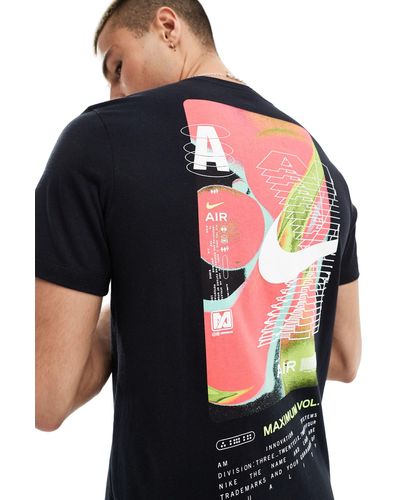 Nike Camiseta negra con estampado en la espalda - Azul