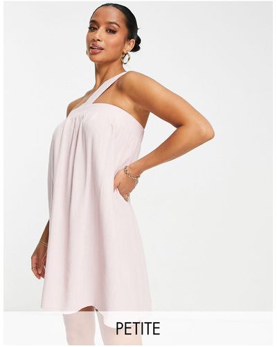 Flounce London Satijnen Mini-jurk Met A-lijn En Asymmetrisch Bandje - Roze