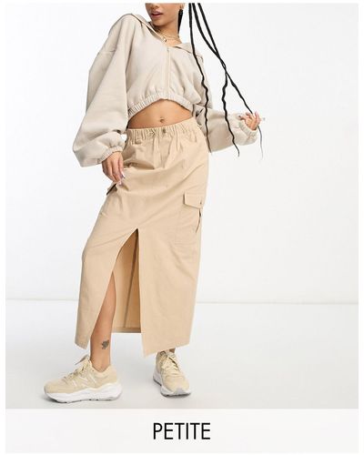 Miss Selfridge Petite Cargo Pocket Maxi Skirt - White