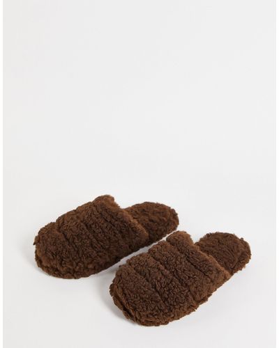 ASOS Zoe Quilted Slider Slippers - Brown