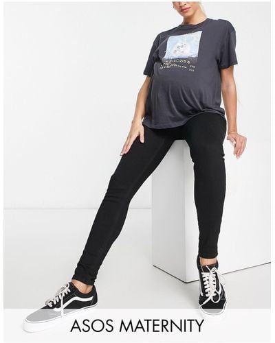 ASOS Asos design maternity - jeans skinny neri con fascia sopra il pancione - Bianco