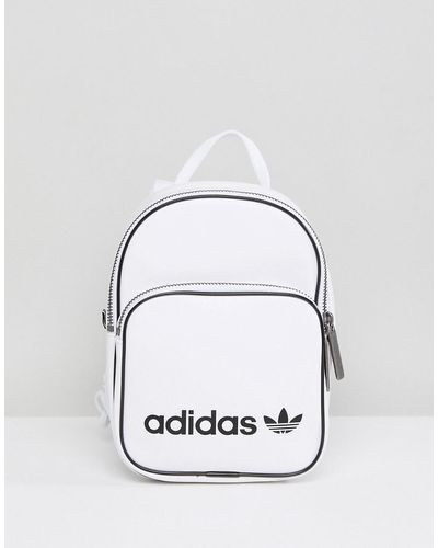 adidas Originals Mini Backpack In White Faux Leather