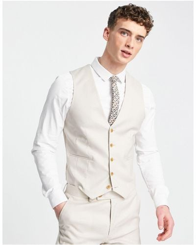 ASOS Skinny Linen Mix Suit Waistcoat - Multicolour