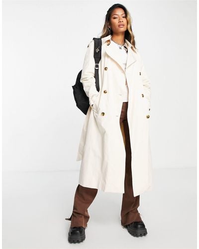 Object Cotton Midi Trench Coat - Natural