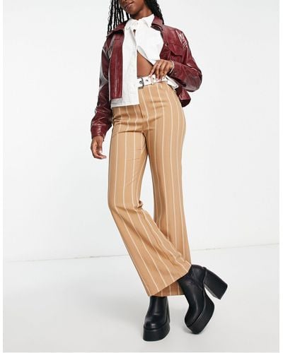 Reclaimed (vintage) Stripe Bengaline Flare Trouser - Natural