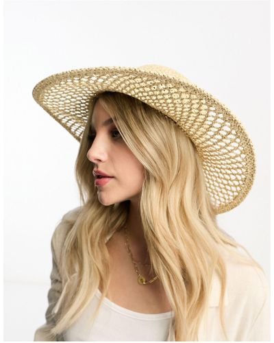 ASOS Straw Open Weave Floppy Hat - Natural