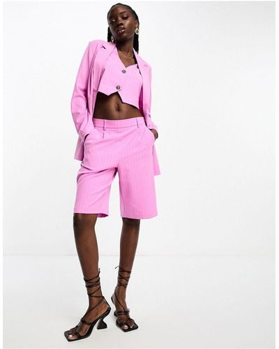 Vero Moda Tailored Pinstripe Shorts Co-ord - Pink