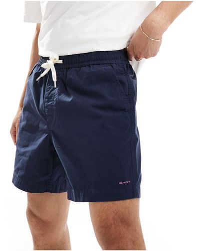 GANT Shield Logo Embroidery Drawcord Cotton Shorts - Blue