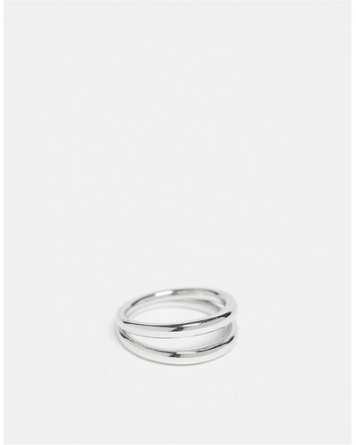 ASOS Waterproof Stainless Steel Ring With Double Band Design - White
