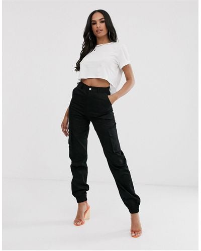 Missguided Tall wide leg cargo pocket trouser in cream  ASOS