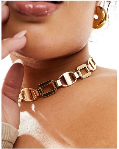 ASOS Asos Design Curve Chain Necklace With Link Design - Black