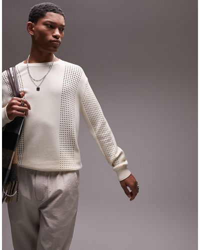 TOPMAN – pullover aus pointelle-strick - Grau