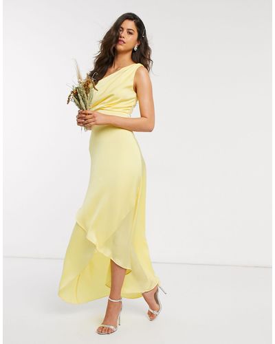 TFNC London Bridesmaid One Shoulder Maxi Dress - Yellow