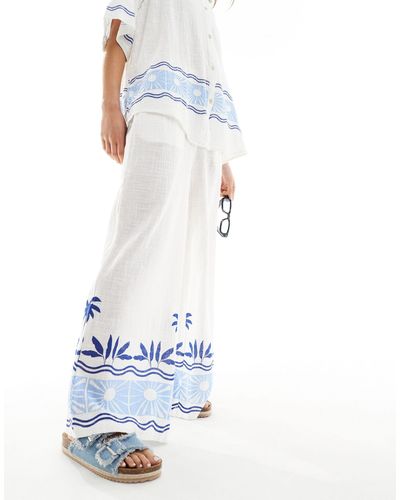 Rip Curl Santorini Sun Printed Beach Trouser Co-ord - White