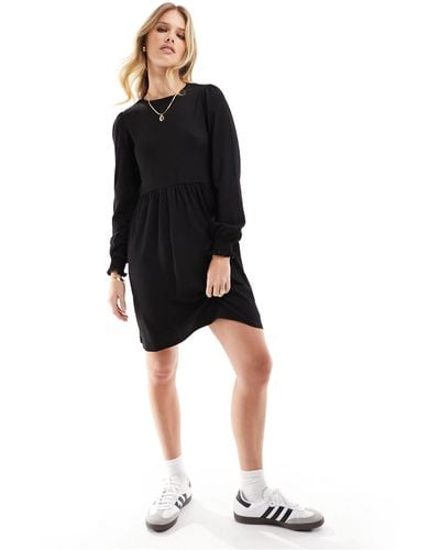 New Look Long Sleeve Smock Mini Dress - Black