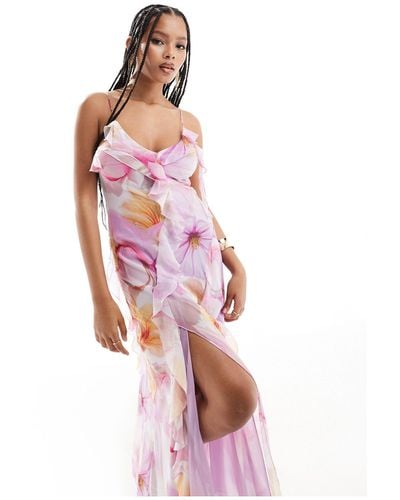 Mango Floral Print Maxi Dress - Pink